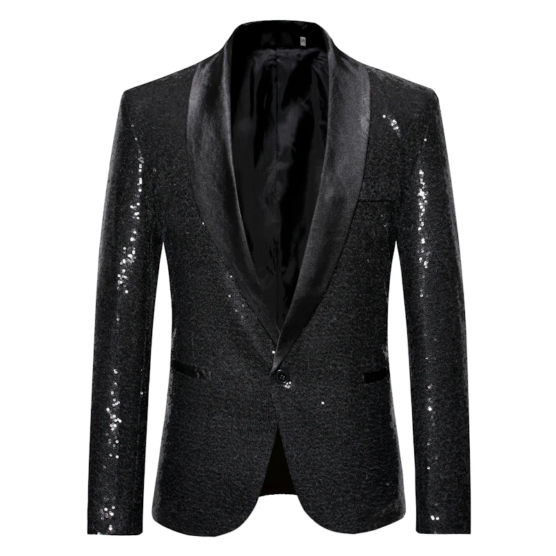 

Classic Men Sequined Suit Jacket Loose Comfortable Man Blazer Jackets European Size S M L XL XXL Fashion Mens Stage Blazers