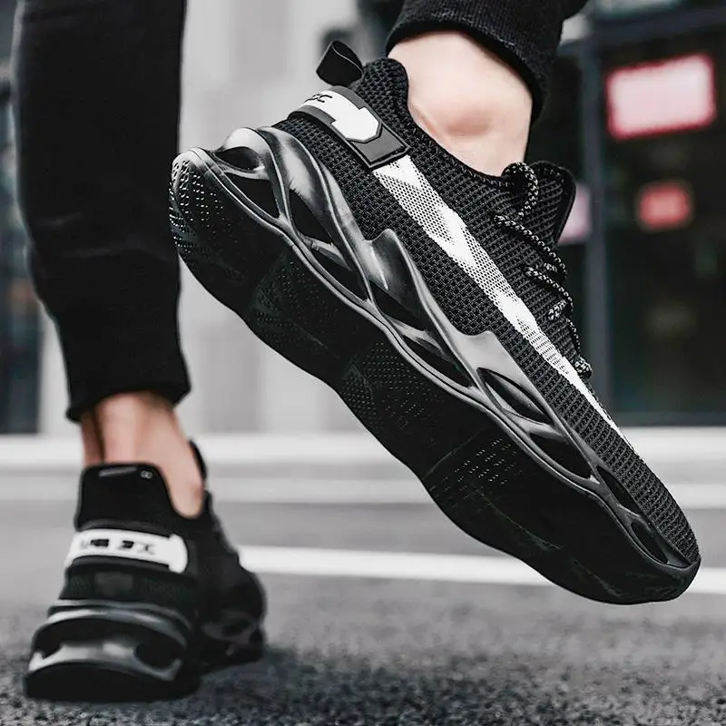 

Mens Sneakers New Blade Bottom Mesh Breathable Lace Up Men Running Shoes Hight Increased Outdoor Soft Athletic Mens Sports Shoe