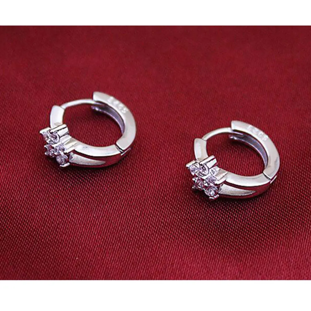 

POPACC 925 Sterling Silver Zircon Snowflake Flower Stud Earrings For Women boucle d'oreille