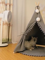 angel pet tent dog kennel cat kennel with fur ball cat teddy bear schnauzer can be disassembled and washed