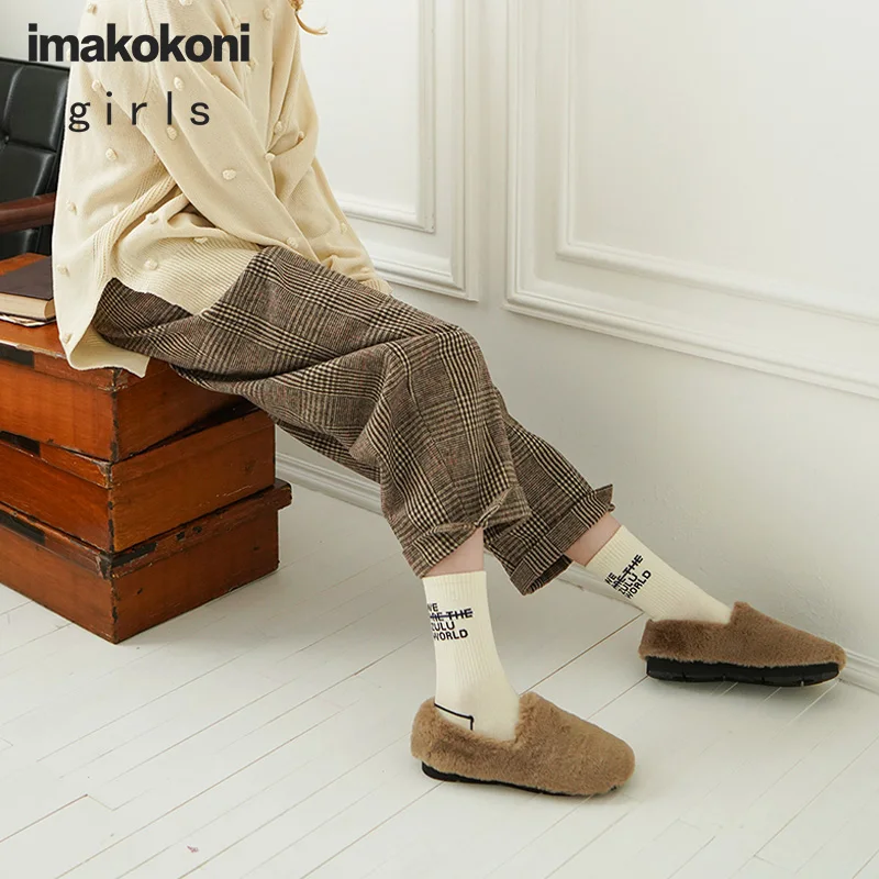 Коричневые шаровары imakokoni в клетку оригинальный дизайн британские Свободные