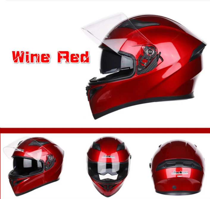 Винно красный стильный всесезонный мотоциклетный шлем с двойным экраном