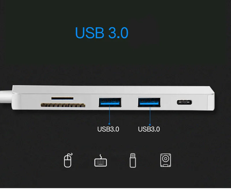 Ajiuyu USB C концентратор Thunderbolt 3 type C адаптер док-станция 3 USB 3,0 порт 4K HDMI мульти порты для Macbook Pro Air iMAC НОУТБУК сплиттер