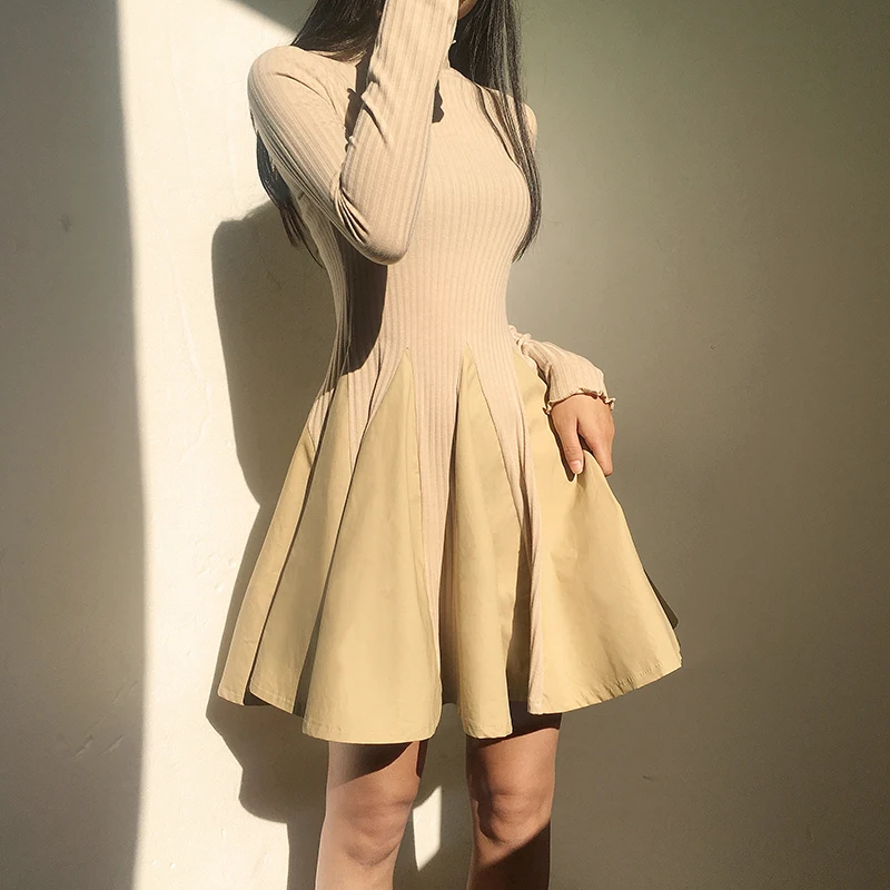 Приталенное приталенное платье с высокой талией женское трапециевидной формы