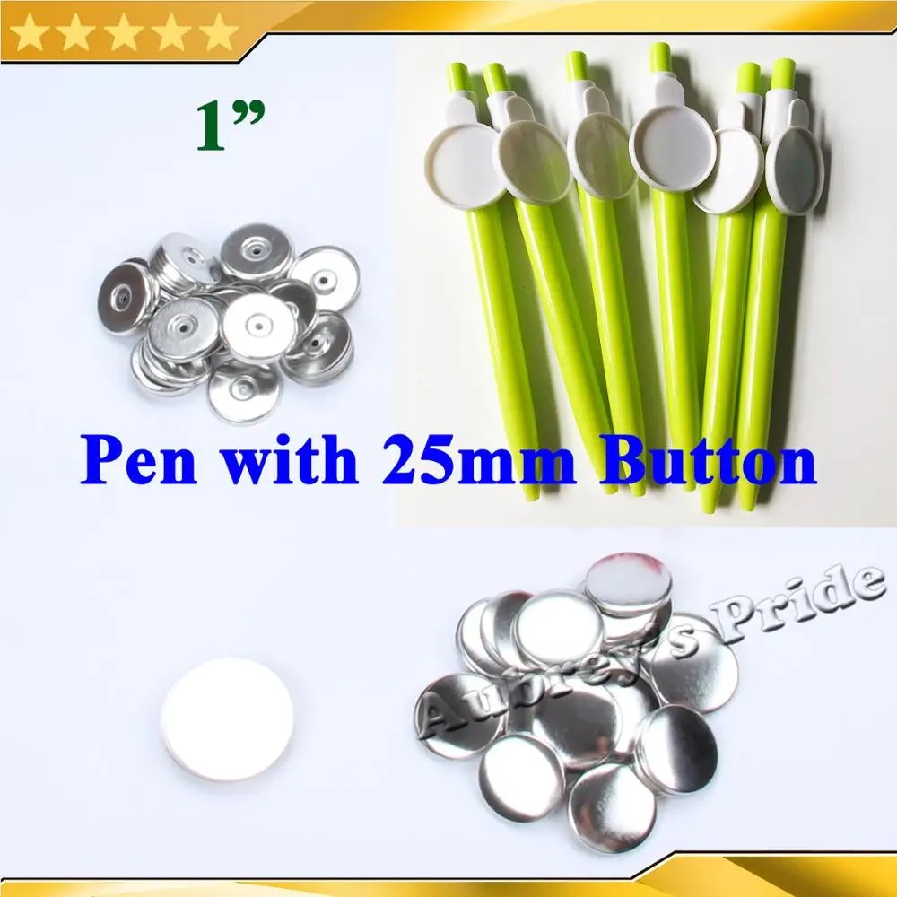 100Pcs Green " 25 мм 100 наборов многоцветная шариковая ручка кнопка поставки материалов для нового профессионального производителя значков - Цвет: 100Pcs Green