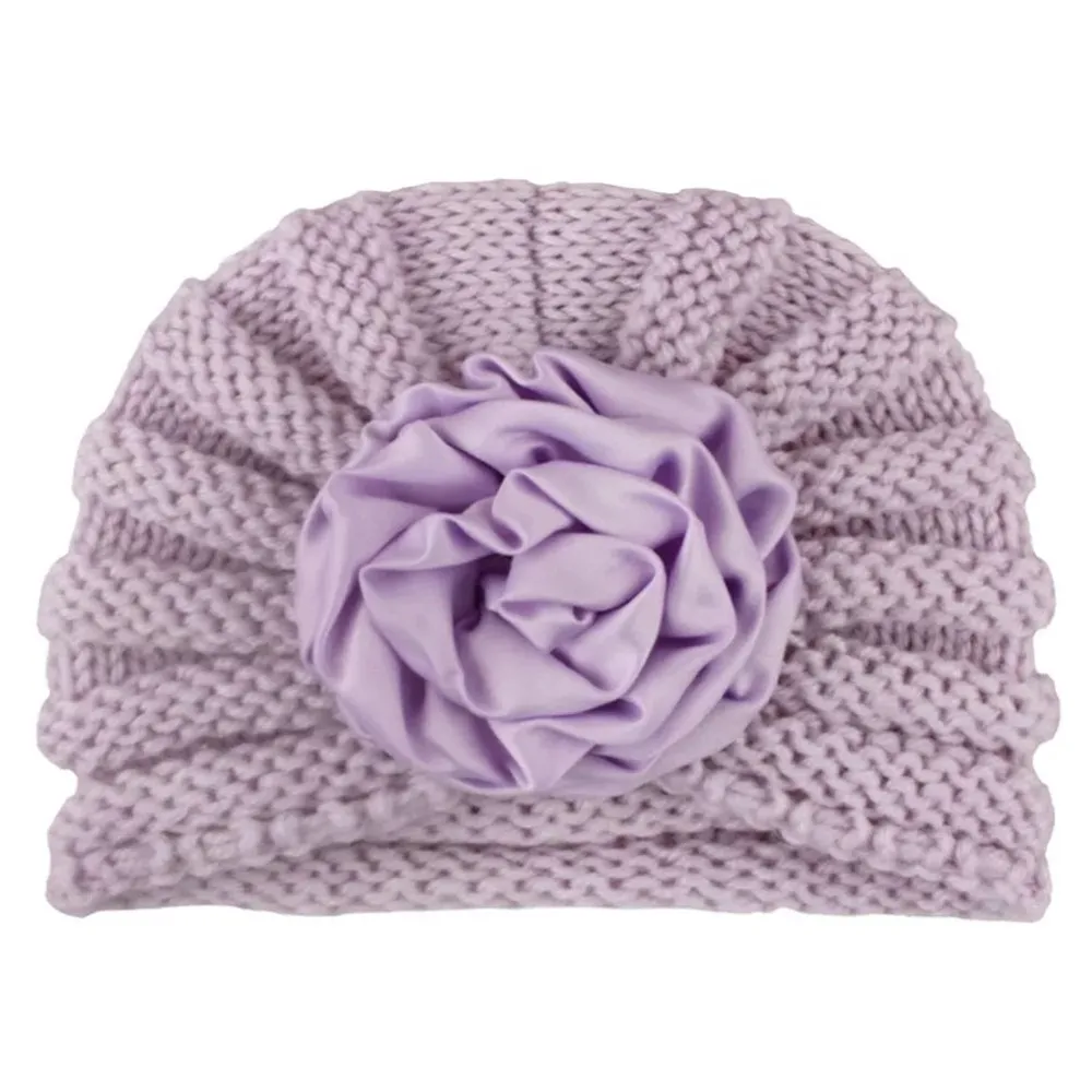 Шапка YALOODE для новорожденных хлопковая вязаная разноцветная с цветами 1 шт. |