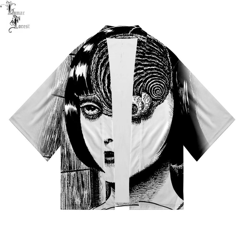 Junji Ito 3D печать Аниме японское кимоно хаори юката косплей для женщин/мужчин Модная Летняя Повседневная крутая уличная одежда с коротким рукавом