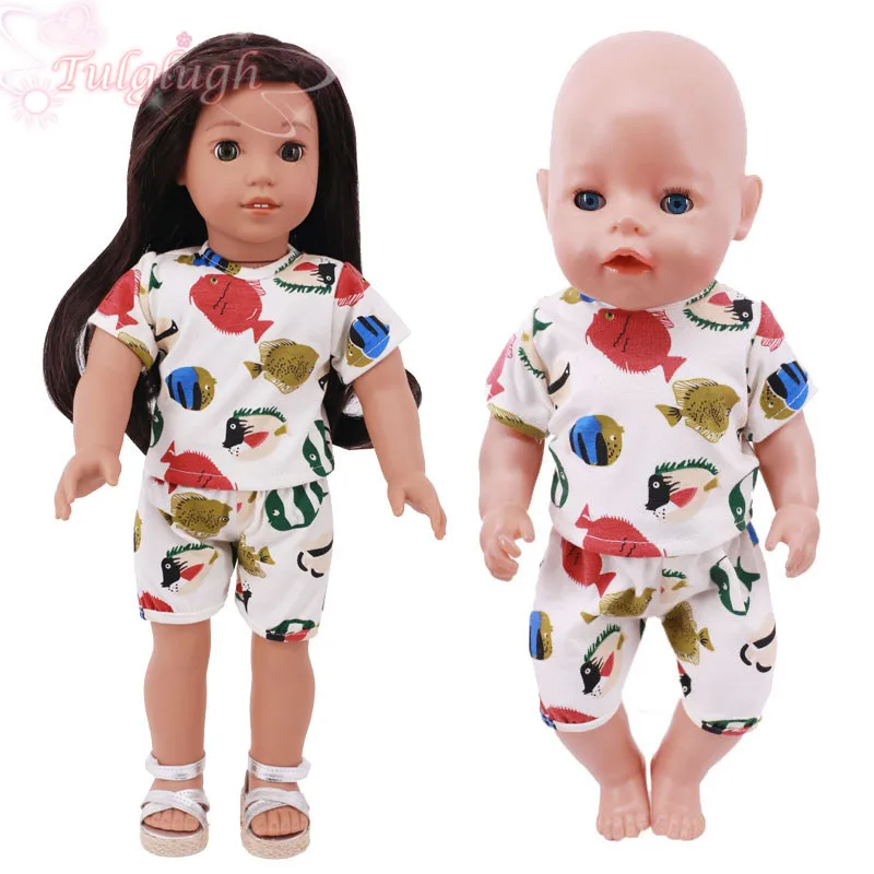 Подводный мир летние короткие костюмы для 18-дюймовых американских девочек и 43 см