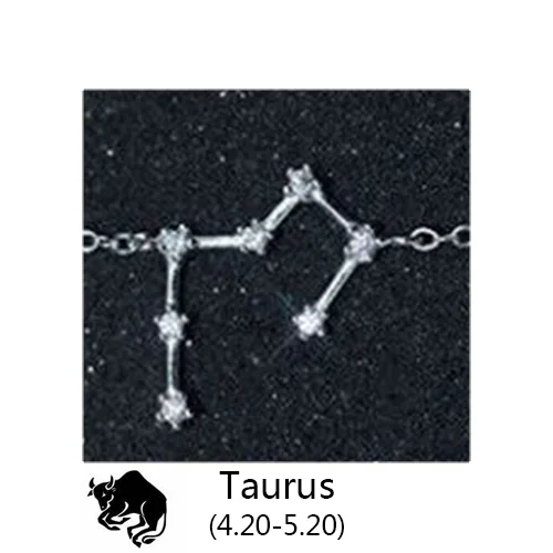 Taurus Trustdavis Настоящее 925 пробы Серебряный Кристалл Телец Козерога Скорпион 12 Созвездие браслет для женщин Свадебные украшения - Окраска металла: Taurus