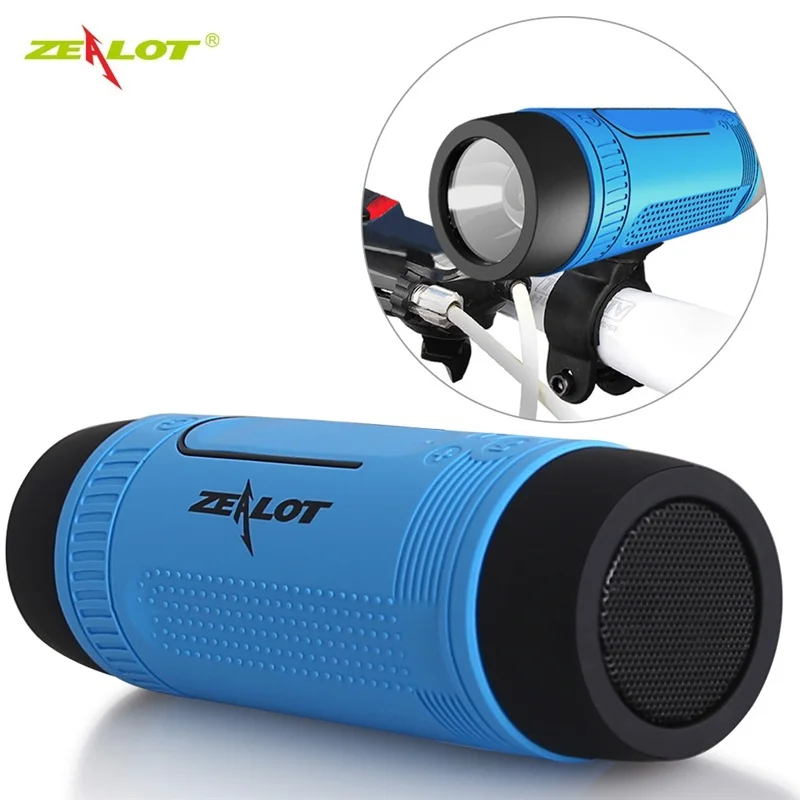 Zealot S1 Portable Bluetooth Speaker Wireless Bicycle Speaker fm Radio Outdoor Waterproof Boombox Support TF Card,AUX,Flashlight