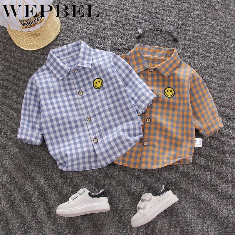 WEPBEL/рубашка с длинными рукавами для маленьких мальчиков и девочек хлопковые топы