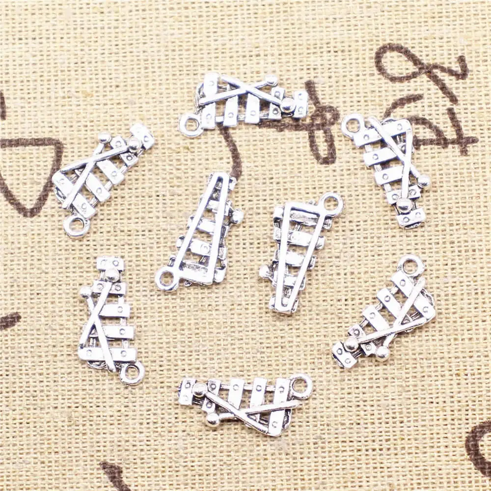 

Musical Instrument Charms Supplies For Jewelry Making Kit Antique Silver Color 40pcs 10x20mm