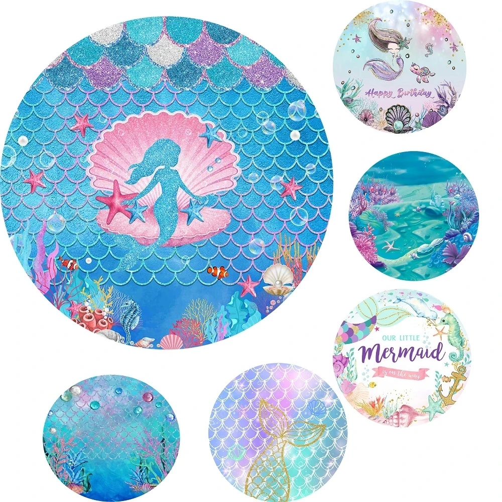 Эластичный фон для фотостудии с изображением русалки их девушек на день рождения