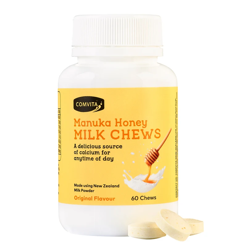 

Comvita Manuka Honey Milk Chews 60 Candy Snacks High Calcium Children's Milk Powder Cheese Strawberry Flavor Vanilla