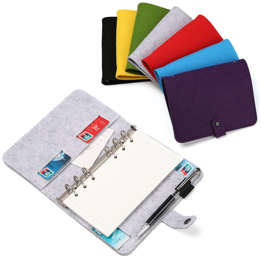 

Новый фетровый блокнот, цветной фетровый переплет на кольцах, портативный дневник, модные канцелярские принадлежности, Дневник для путешес...