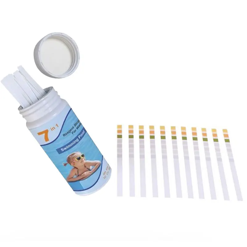 

7 in 1 Test Strips Swimming Pool Spa Reagent Strips for Water pH Chlorine Alkalinity Bromine Hardness Tools