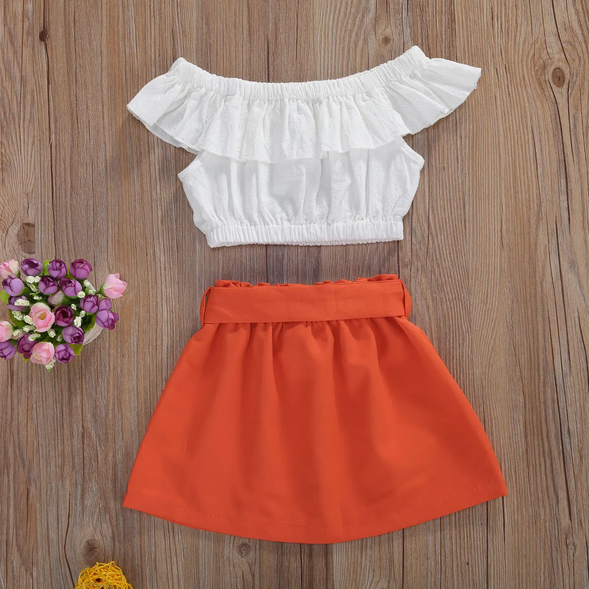Костюм для маленьких девочек из двух предметов летний модный топ с коротким