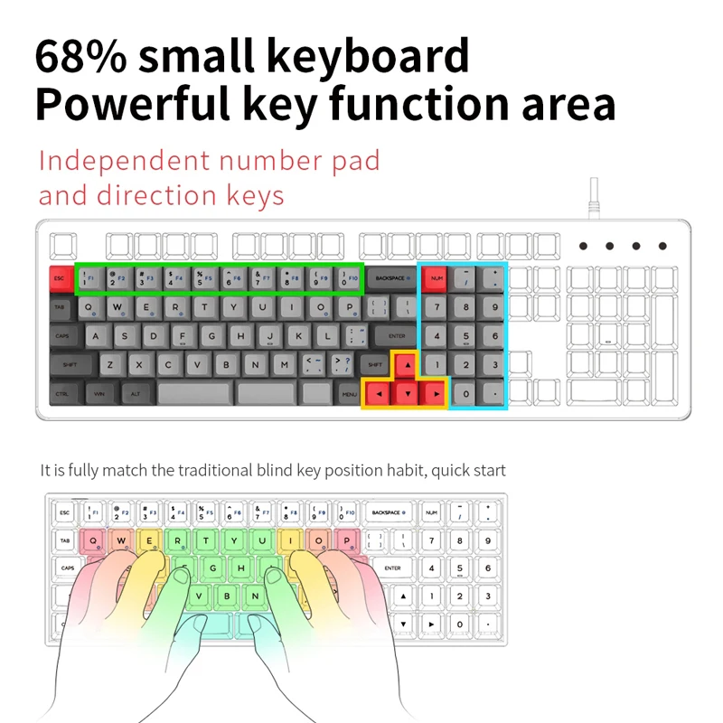Skyloong SK73 Gateron Red Switch USB Type-C 73-Key Mechanical Keyboard RGB Backlight Optical Switch White/Blank Keycaps PcGamer