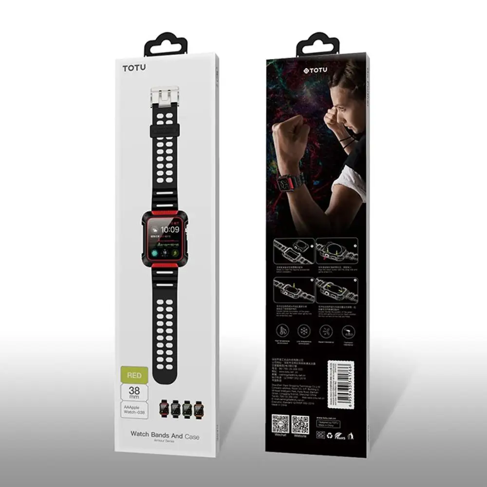 

TOTU for Apple Watch Series 5 & 4 44mm/Series 3 & 2 & 1 38mm/42mm TPU+PC Watch Strap for Apple Smart Watchband