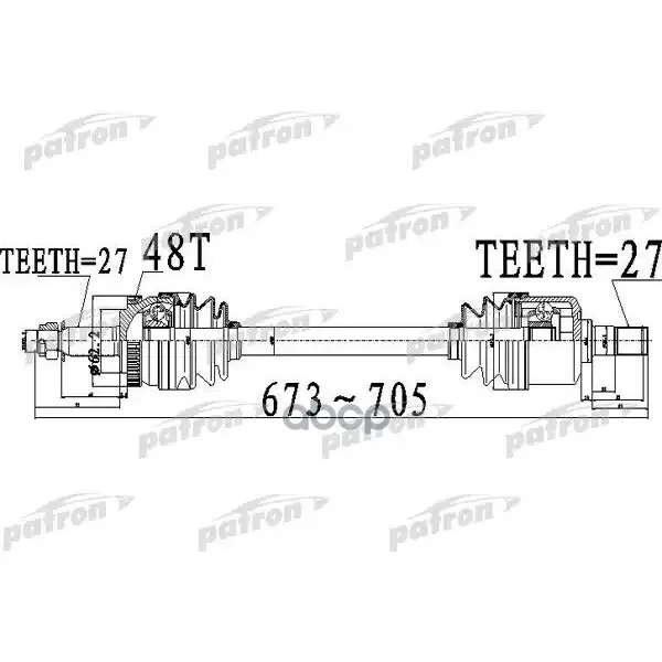 Полуось Передний Мост Слева 27x673x62 2x27 Abs:48t Hyundai Tucson 2.0 05- PATRON арт. PDS0510 | Автомобили и
