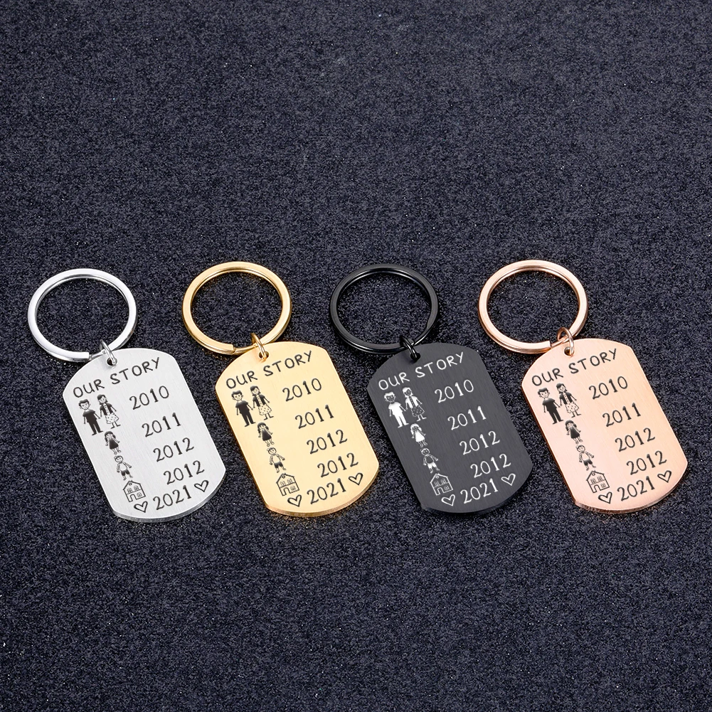 

Engraved Family Keychain Personalized Family Gifts for Parents Children Present Keyring Boy Girl Families Member Gift Key Chain