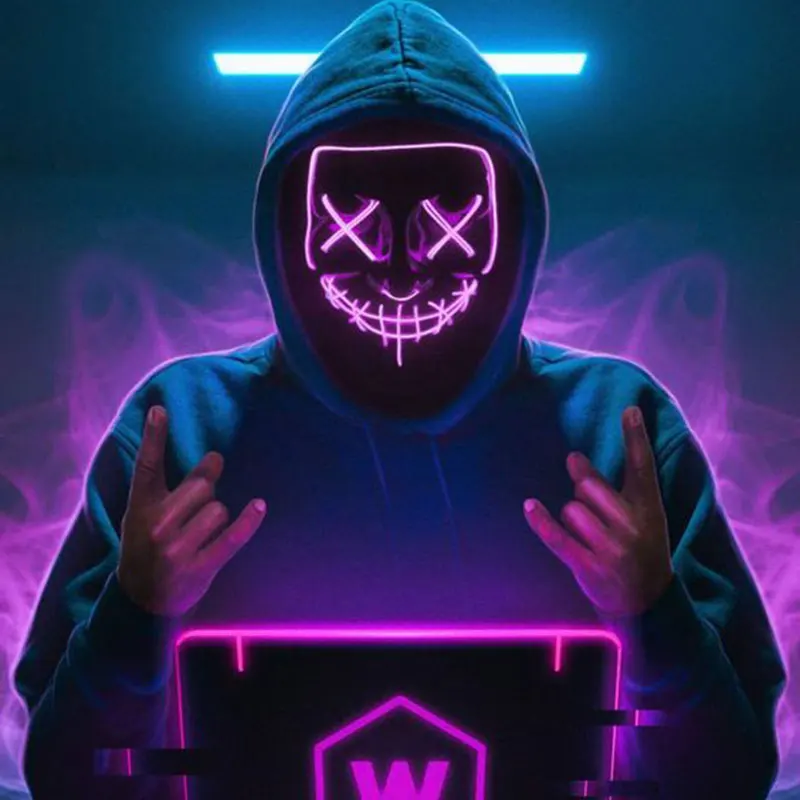 Неоновая светодиодный Маска Тушь светится в темноте маска светильник страшный