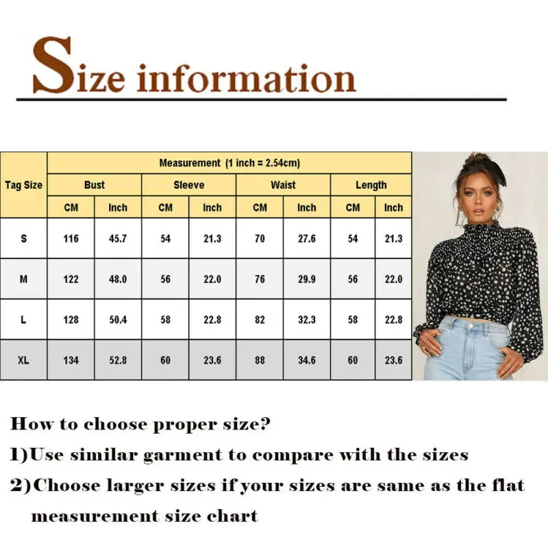 

Fashion Womens Tops and Blouses Elegant Long Sleeve Polka Dot Shirt Boho Beach Chiffon Blouse Ladies Loose blusa feminina