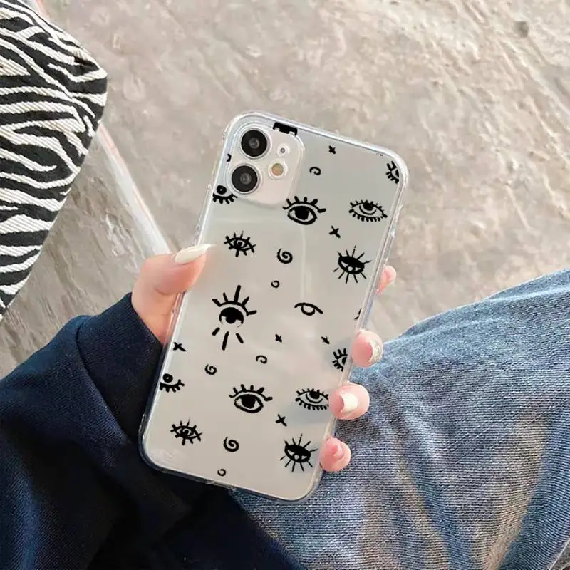 

Evil Eye Phone Case Transparent for iPhone 12 11 mini pro XS MAX 6 6S 8 7 Plus X 5S SE 2020 XR