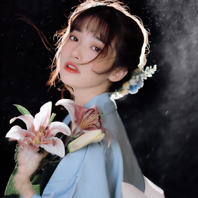 

WYJN Goddess Girl Simple Aesthetic Japanese Kimono Style Sakura Hanfu Super Fairy Photography Stage Performance Costume Cosplay