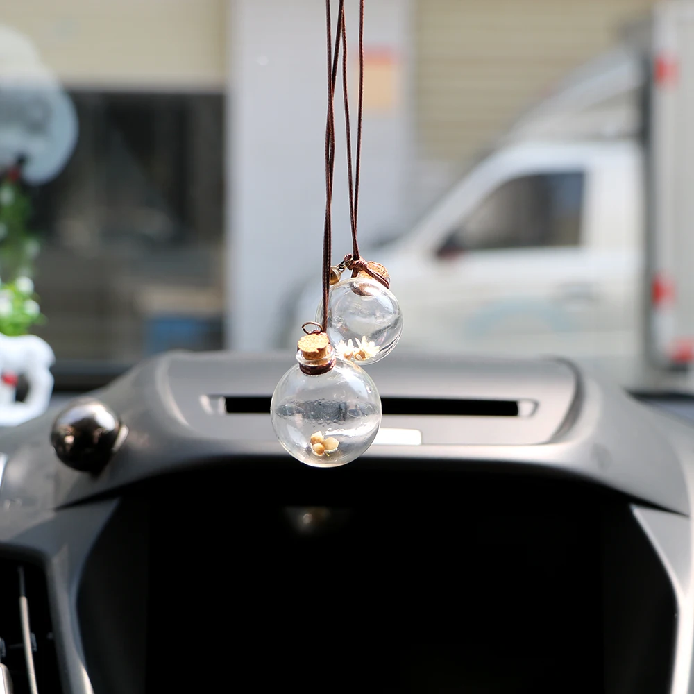 Auto Ornament Car Perfume Bottle Car-styling Empty Hanging Bottle Air Freshener Perfume Pendant with Flower for Essential Oils