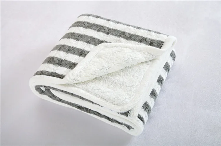 grey stripes 100X120 см хлопковое Полосатое вязаное одеяло зимнее плотное утяжеленное одеяло шерстяное вязаное одеяло детское одеяло для дивана - Цвет: grey stripes