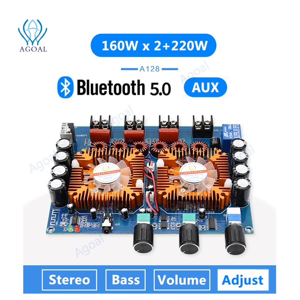 

2*160W+220W Bluetooth 5.0 Dual TDA7498E Power Subwoofer Amplifier Board 2.1 Channel Home Theater Audio Stereo Equalizer Amp
