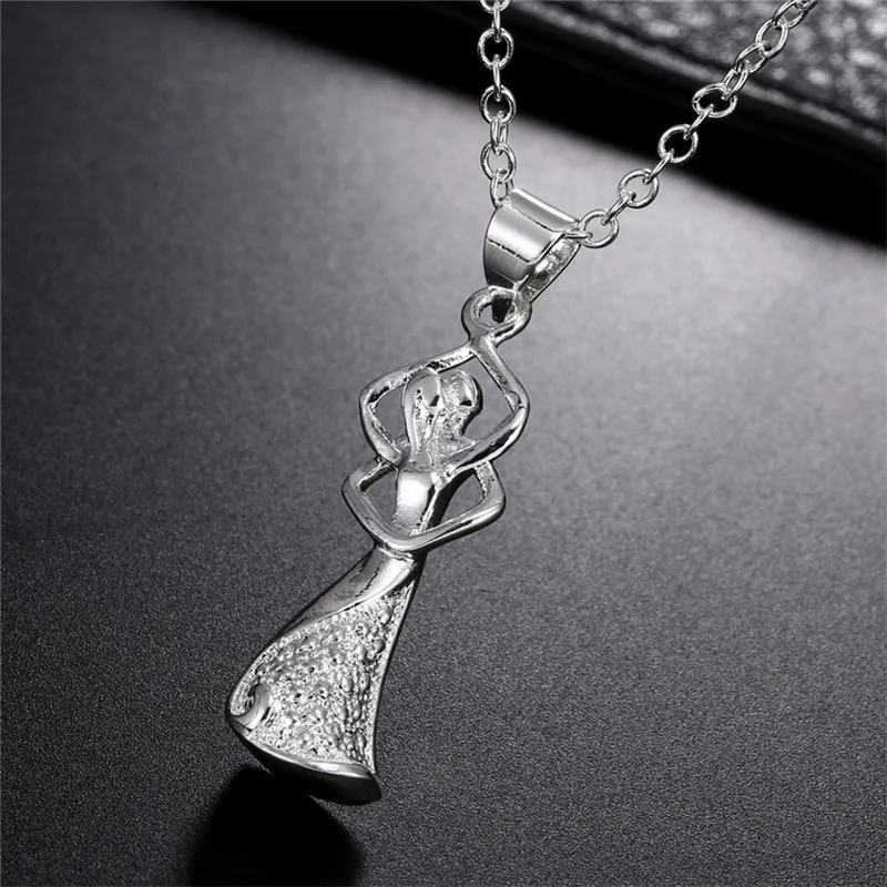 

925 Sterling Silver Ballet Dancer Creativity Choker Necklace Pendant Gift for Women Wedding Jewelry Gift