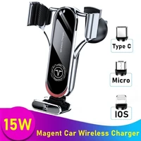 15w magnetic car wireless charger air vent mount phone holder stand for phone iphone samsung xiaomi qi induction car charger