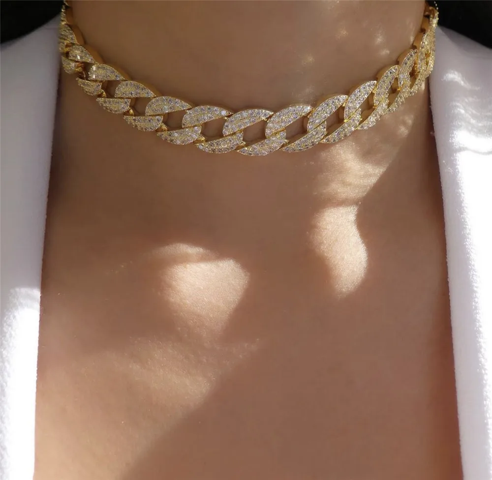 Массивная цепь с кристаллами для женщин и мужчин роскошное ожерелье в стиле