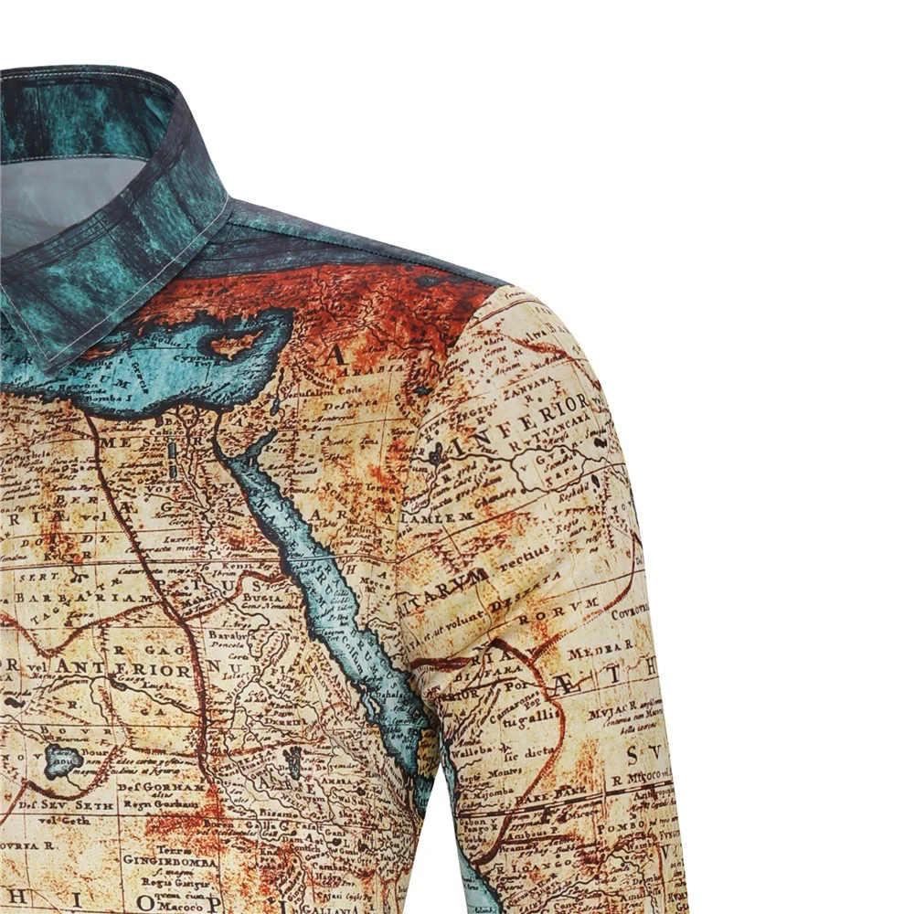 Luxury Printing Shirt Men shirts Long Sleeve  Social Men Club Prom Shirt