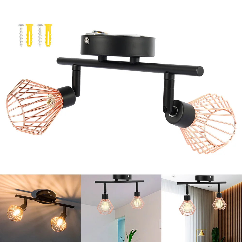 Бронзовый потолочный светильник из нержавеющей стали с двойной головкой абажур