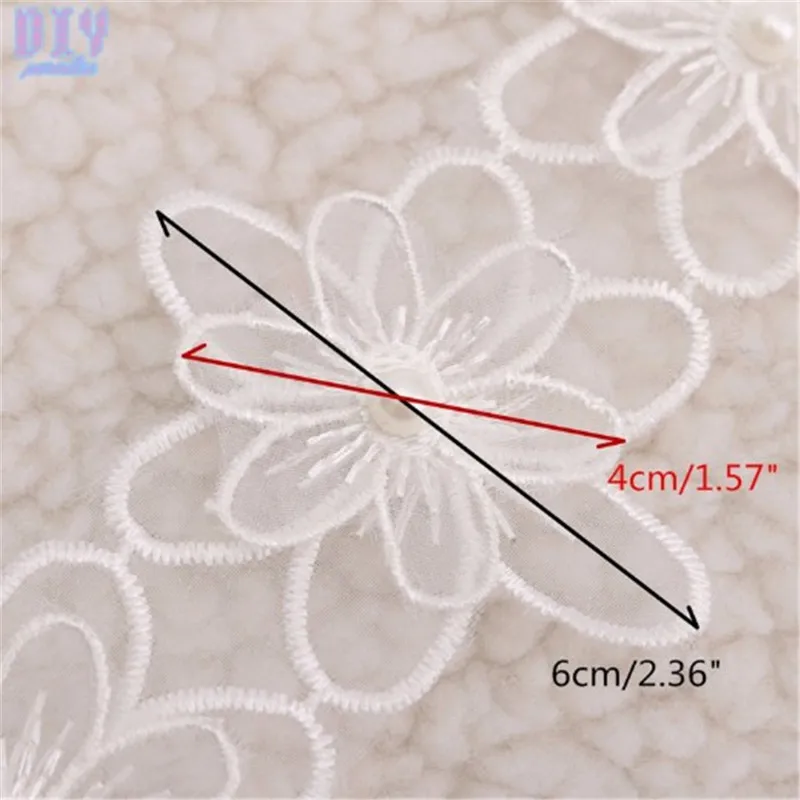 15 ярдов белые вышитые жемчужные бусины в форме цветка кружевная одежда платье
