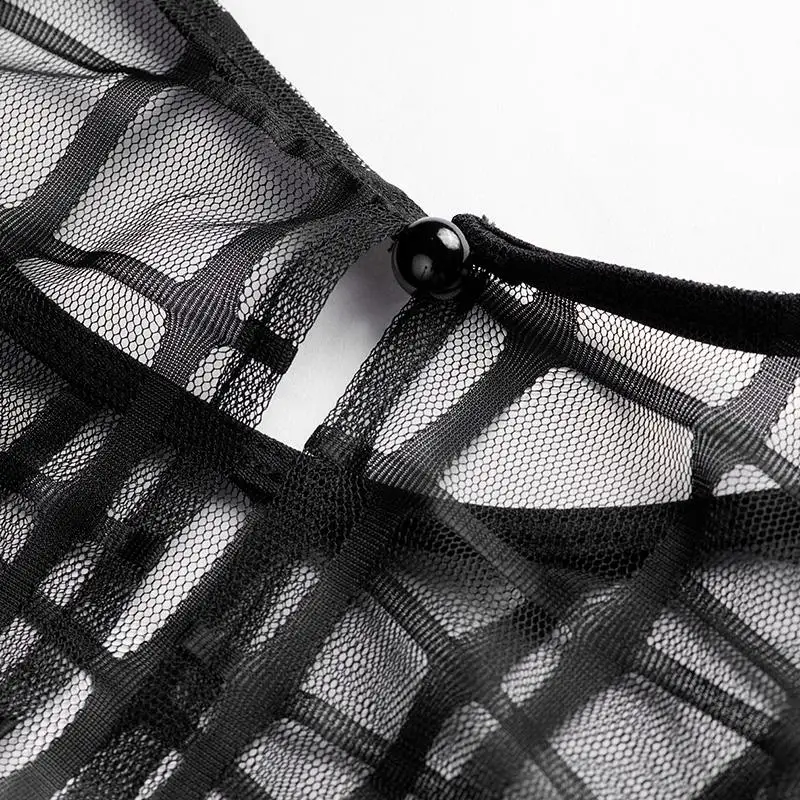 YOINS 2020 осенне-зимнее женское платье стильное полупрозрачное черное Сетчатое с