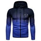 Демисезонная куртка на молнии, толстовки с капюшоном, одежда с градиентным переходом логотипа автомобиля Mazda, флисовая толстовка с длинным рукавом, Мужская и Женская толстовка с капюшоном