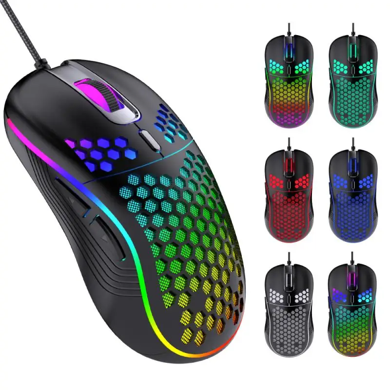

Lightweight RGB Gaming Mouse 7200DPI Honeycomb Shell Ergonomic Mice with Ultra Weave Cable For Computer Gamer PC Desktop