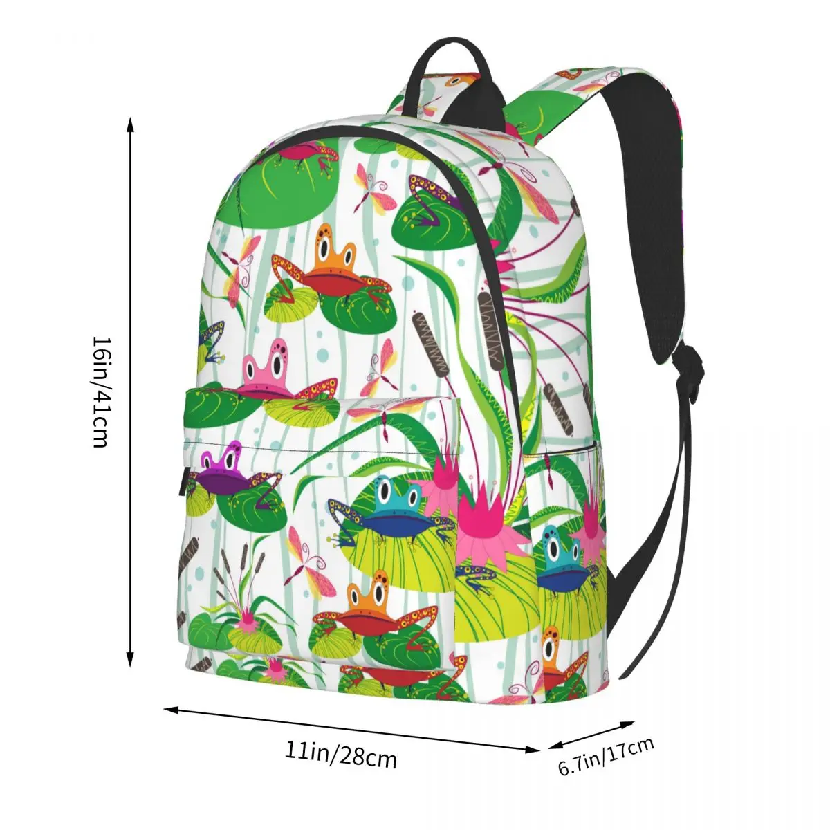 Funny Cartoon Frogs Sitting On Leaves 2021 Backpack Unisex Bag Fashion Travel School Shoulder | Багаж и сумки