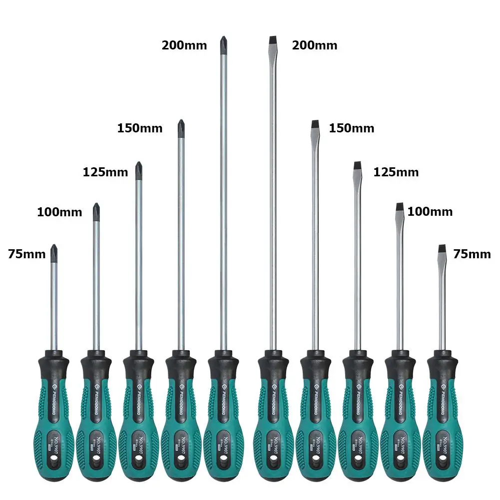 

10pcs 75-200mm Multi-function PP Handle Security Insulated Screwdrivers Electrician Screw Driver Maintenance Repairing Hand Tool