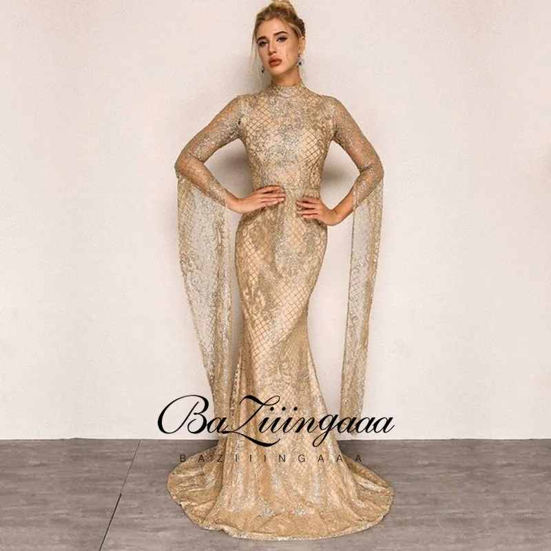 

New Elegant Woman Evening Gown Plus size slim printed long evening dress Suitable for Formal Parties