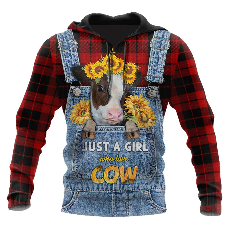 

New Product Fashion Farmer Style Cow Sunflower 3D Printing Men's Hoodie/Sweatshirt Autumn Unisex Casual Pullover Zipper Hoodie