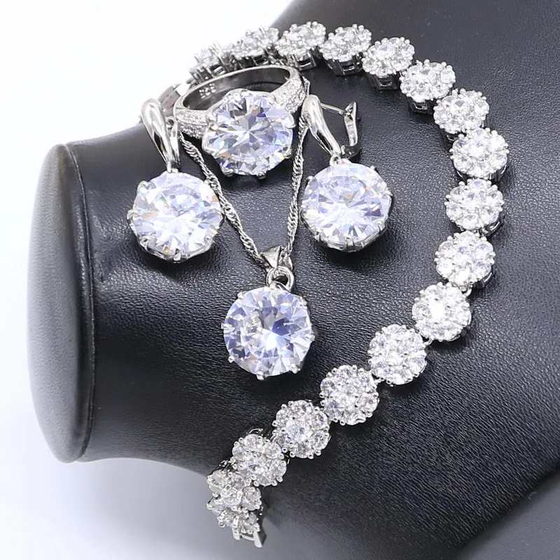 Комплект из колье серёг кольца и браслета серебра 925 пробы | Украшения аксессуары