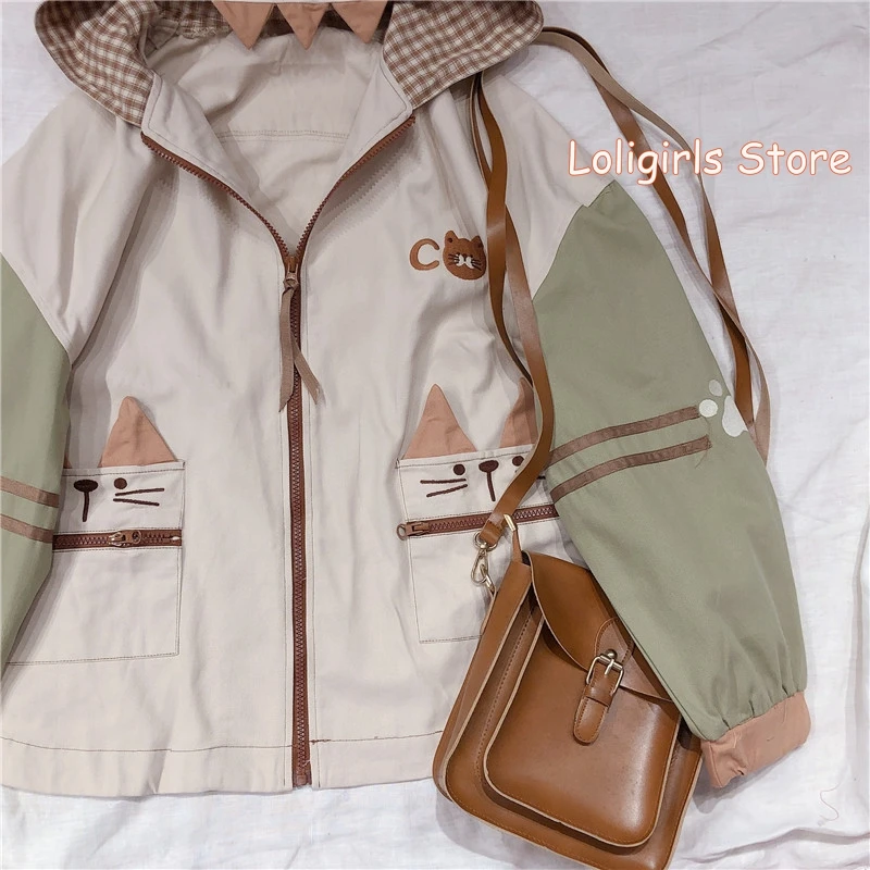 Японское милое мягкое пальто с большими карманами и кошачьими ушками новая