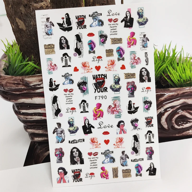 

3D Nail Stickers Woman Love English Letter Stickers for Nails Autumn Design Stickers for Manicure Decal Nail Art Decoration