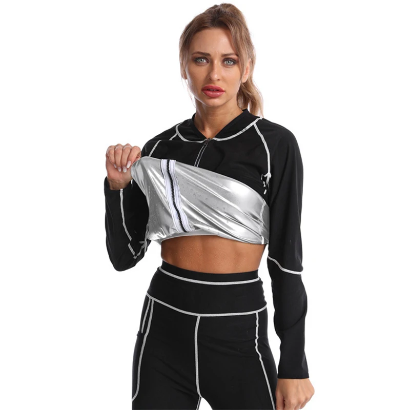 Women's Neoprene Sauna Vest with Sleeves Gym Hot Sweat Suit Weight Loss Body Shaper Top Fitness Workout Gym Clothing
