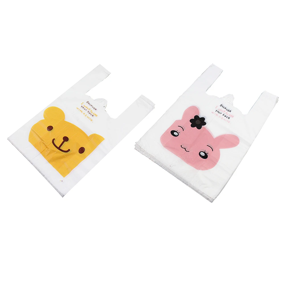 100 шт мультяшный смайлик жилет мешок удобный Розничный супермаркет продуктовые